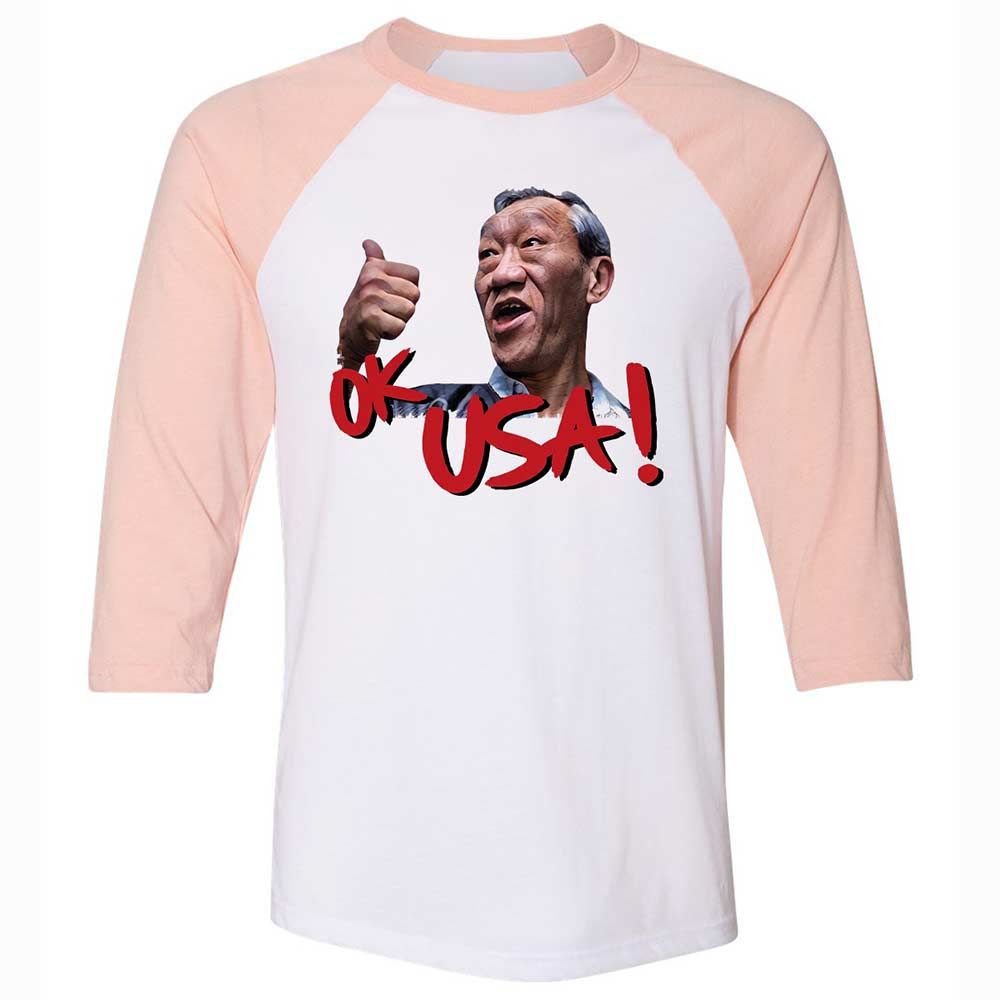 Unisex 3/4 Baseball Tee - VE7AZ1QJ - White/Heather Peach - 5