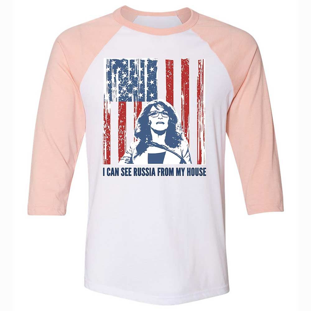 I can see Russia from my house - White/Heather Peach - 5