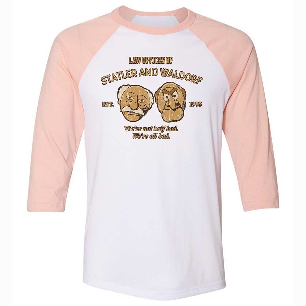 Unisex 3/4 Baseball Tee - B1F2XEC6 - White/Heather Peach - 5