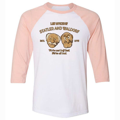 Unisex 3/4 Baseball Tee - B1F2XEC6 - White/Heather Peach - 5