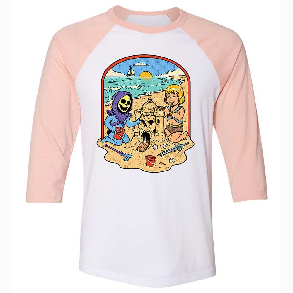 Unisex 3/4 Baseball Tee - TLT4E69S - White/Heather Peach - 5