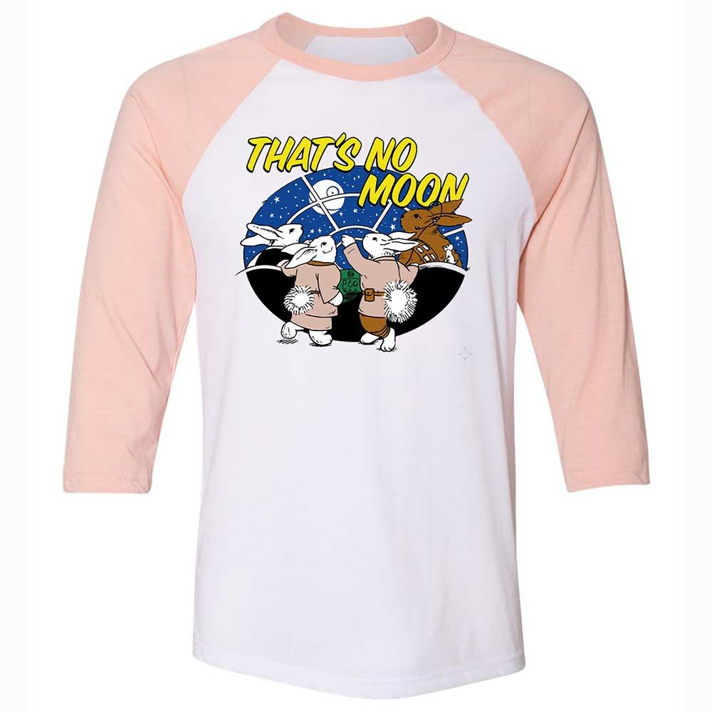 Unisex 3/4 Baseball Tee - White - White/Heather Peach - 5