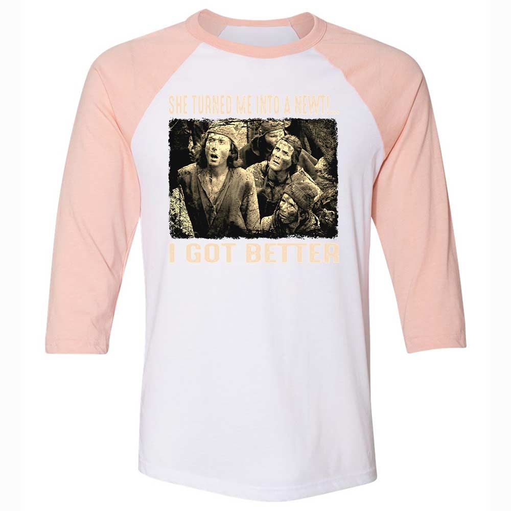 Unisex 3/4 Baseball Tee - ZK9PQXRE - White/Heather Peach - 5
