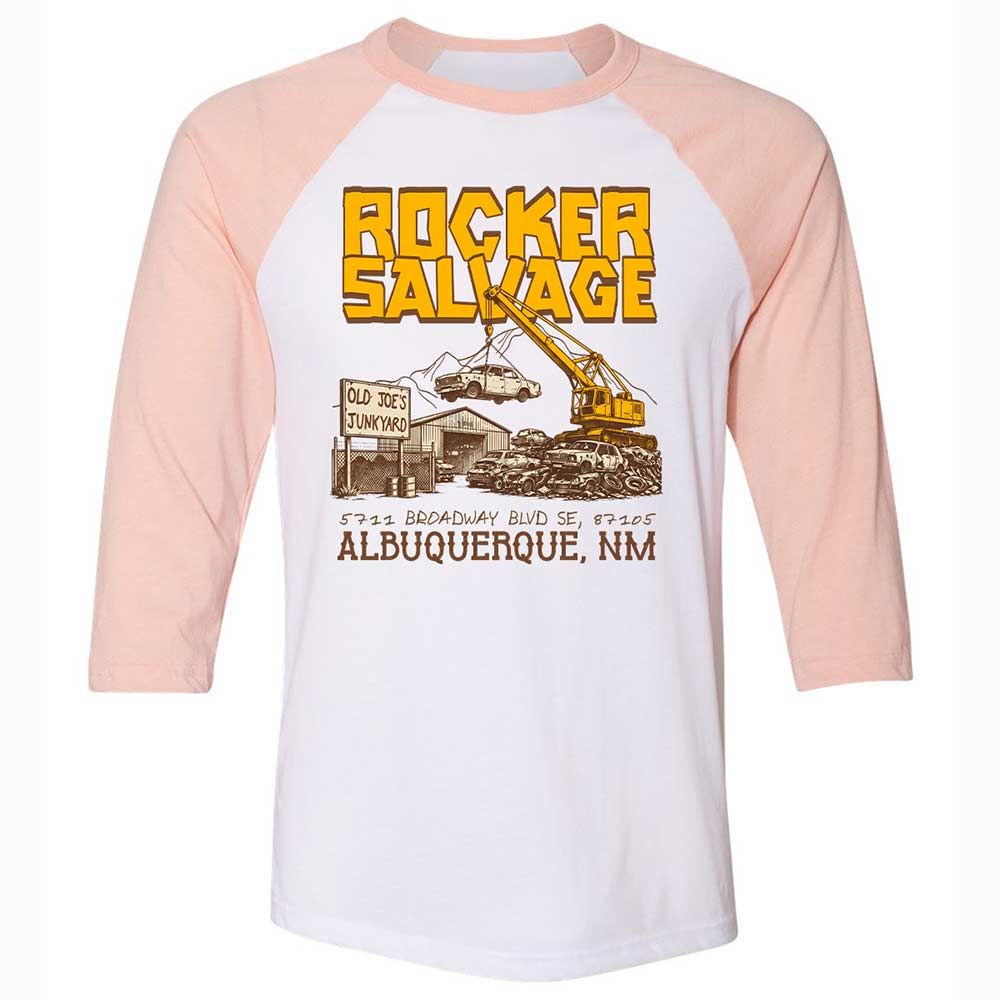 Unisex 3/4 Baseball Tee - K6R3AVJS - White/Heather Peach - 5