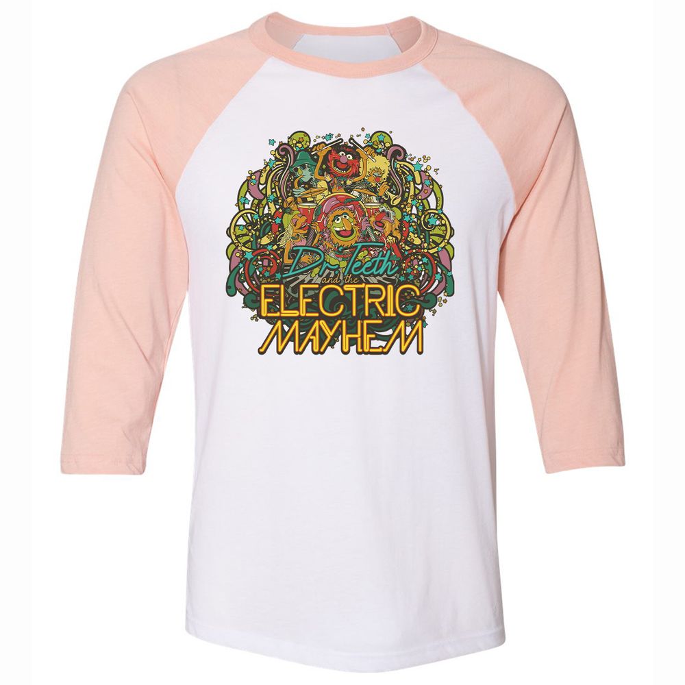 Unisex 3/4 Baseball Tee - 1V6GPTFR - White/Heather Peach - 5
