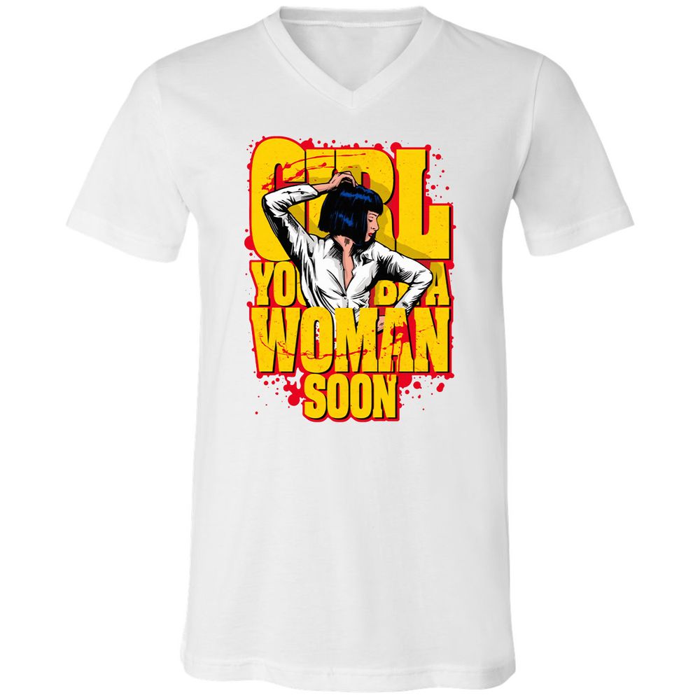 Unisex V-Neck T-Shirt - SUD4LK2M - White - 5
