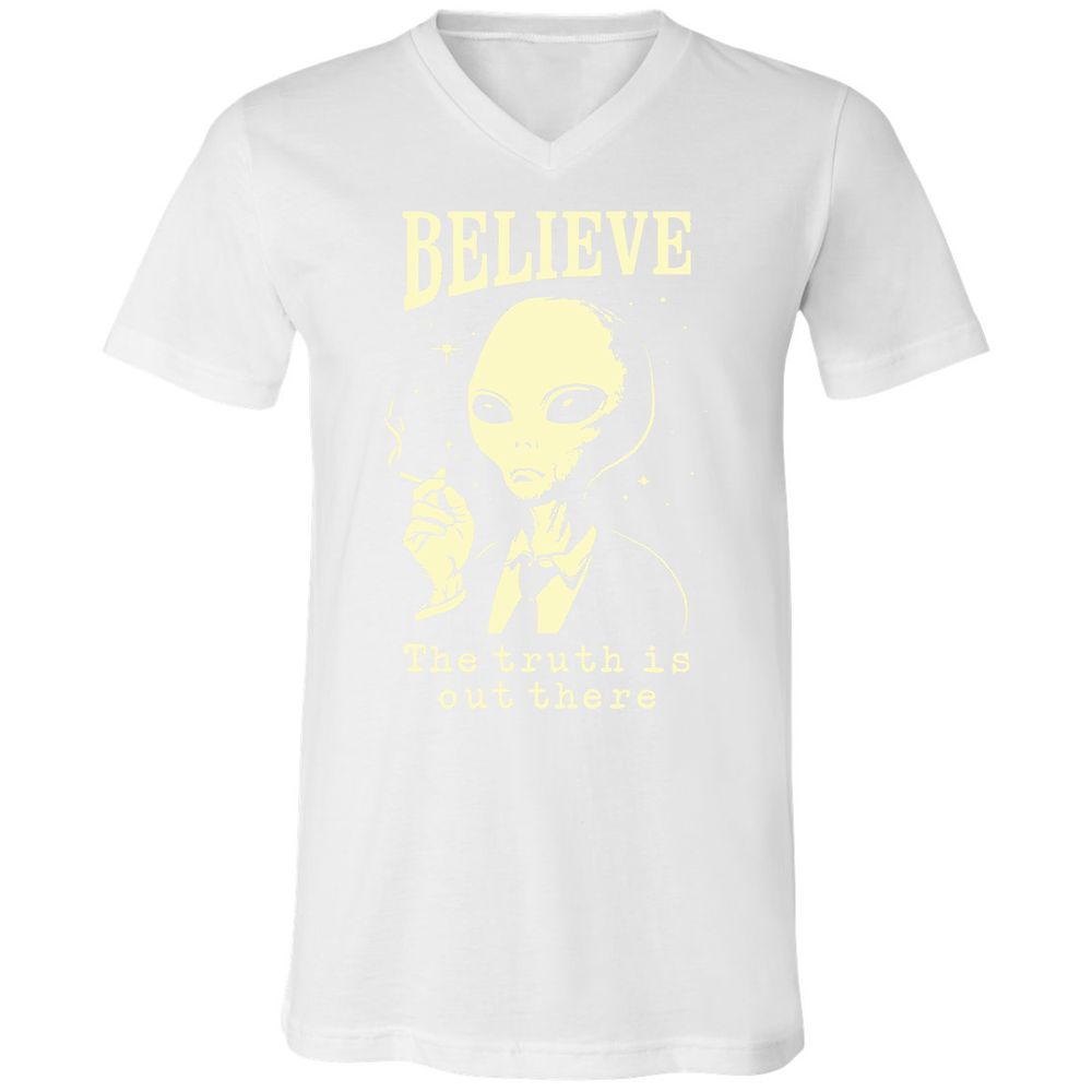 Unisex V-Neck T-Shirt - SNB6TE8J - White - 5