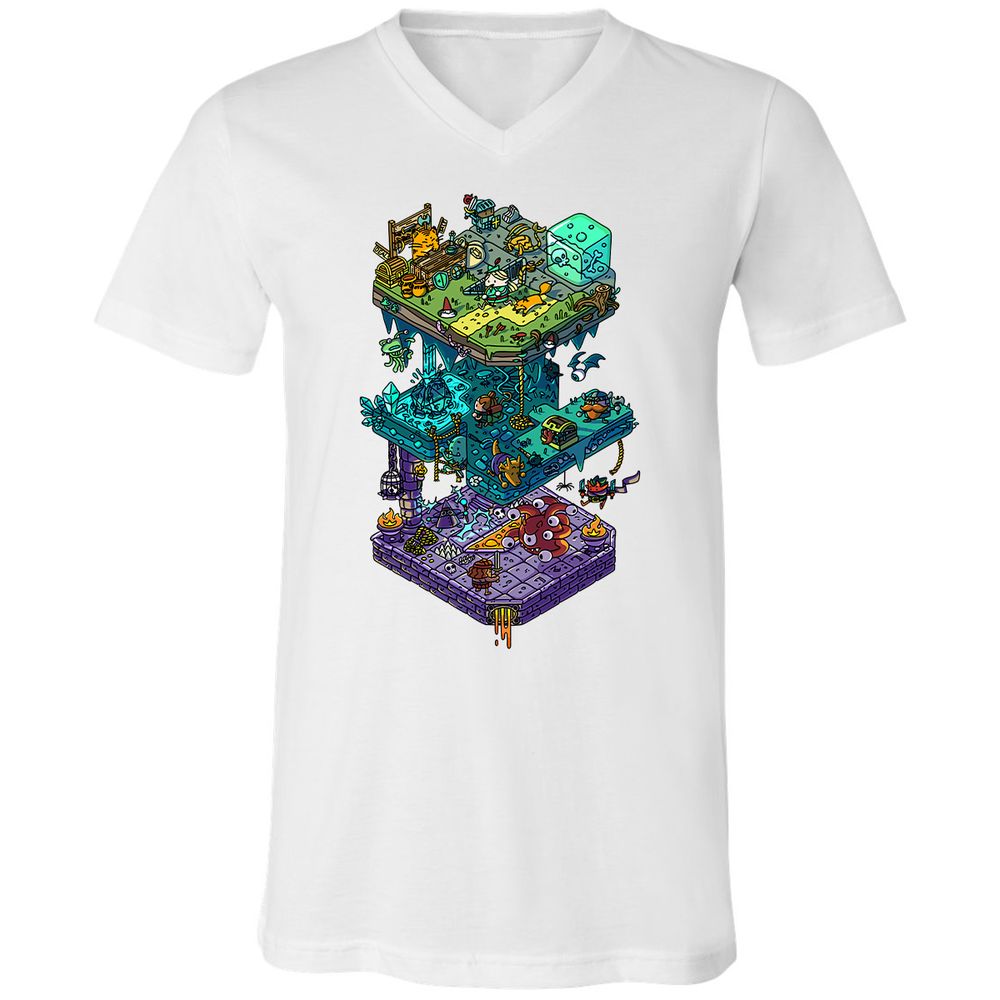 Unisex V-Neck T-Shirt - 5DHA3NEM - White - 5