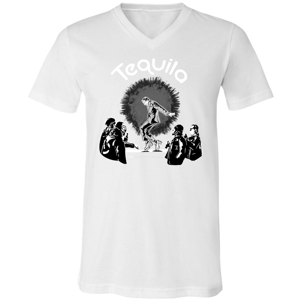 Unisex V-Neck T-Shirt - QRKM3NUU - White - 5