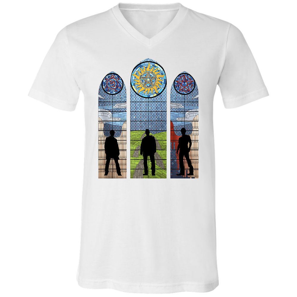 Unisex V-Neck T-Shirt - QE95G5RU - White - 5