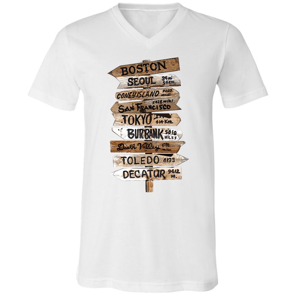 Unisex V-Neck T-Shirt - R1J24H31 - White - 5