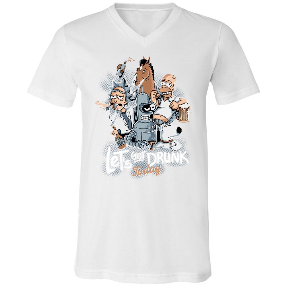 Unisex V-Neck T-Shirt - 7X55F3FL - White - 5