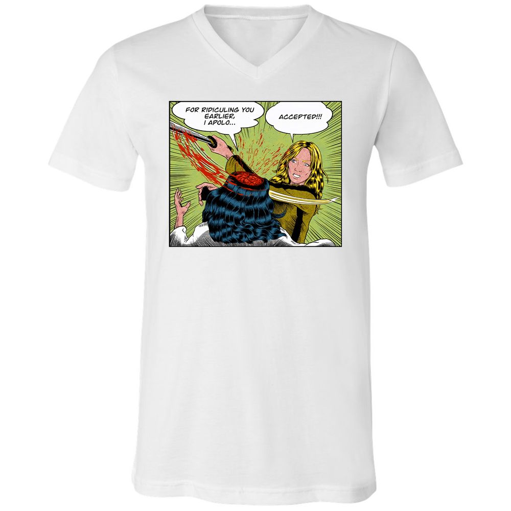 Unisex V-Neck T-Shirt - VNMTXBGW - White - 5