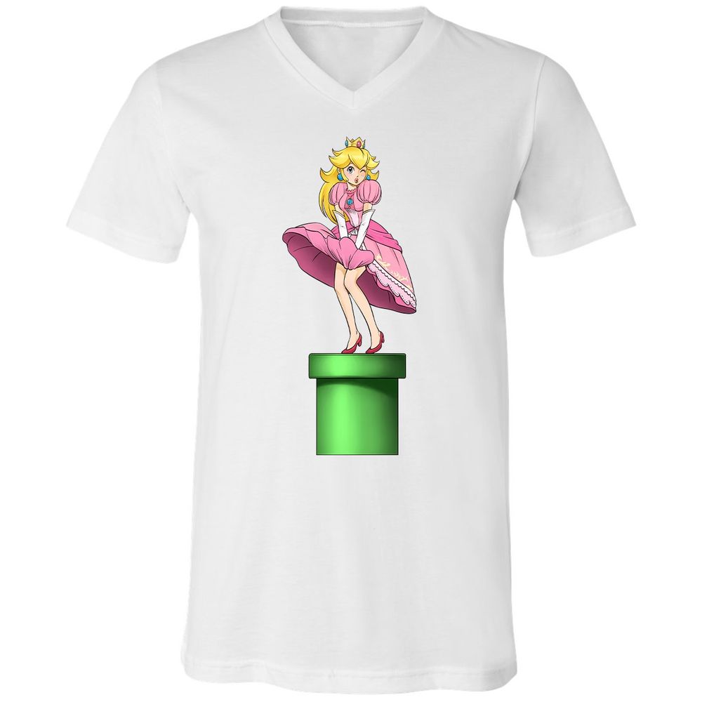 Unisex V-Neck T-Shirt - B6K4W2FP - White - 5