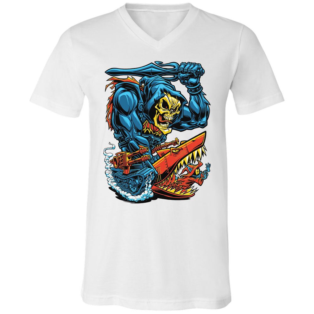 Unisex V-Neck T-Shirt - E6TL76YM - White - 5