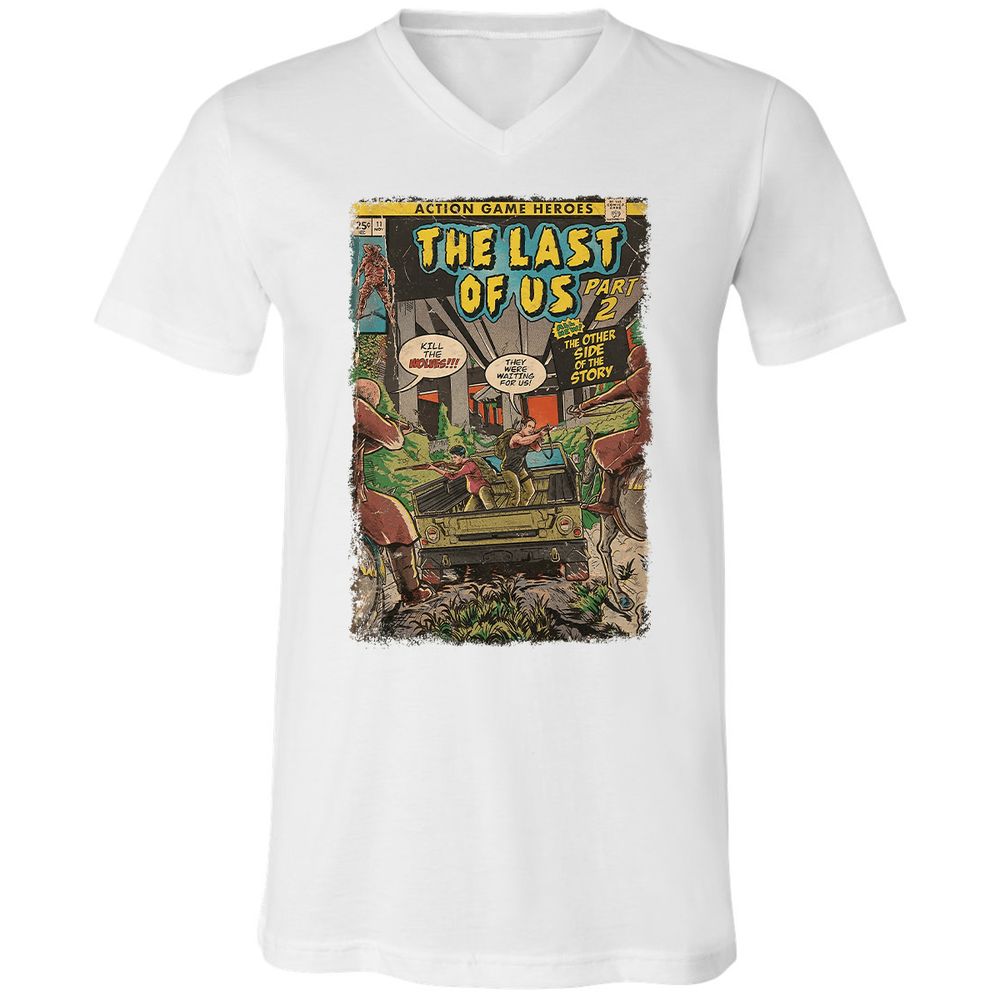 Unisex V-Neck T-Shirt - QBN8K7VB - White - 5