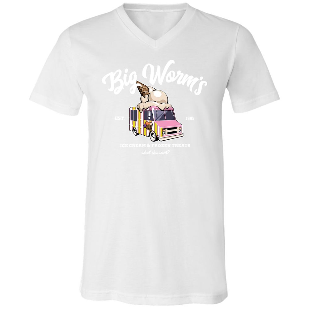 Unisex V-Neck T-Shirt - 7M14HXNK - White - 5