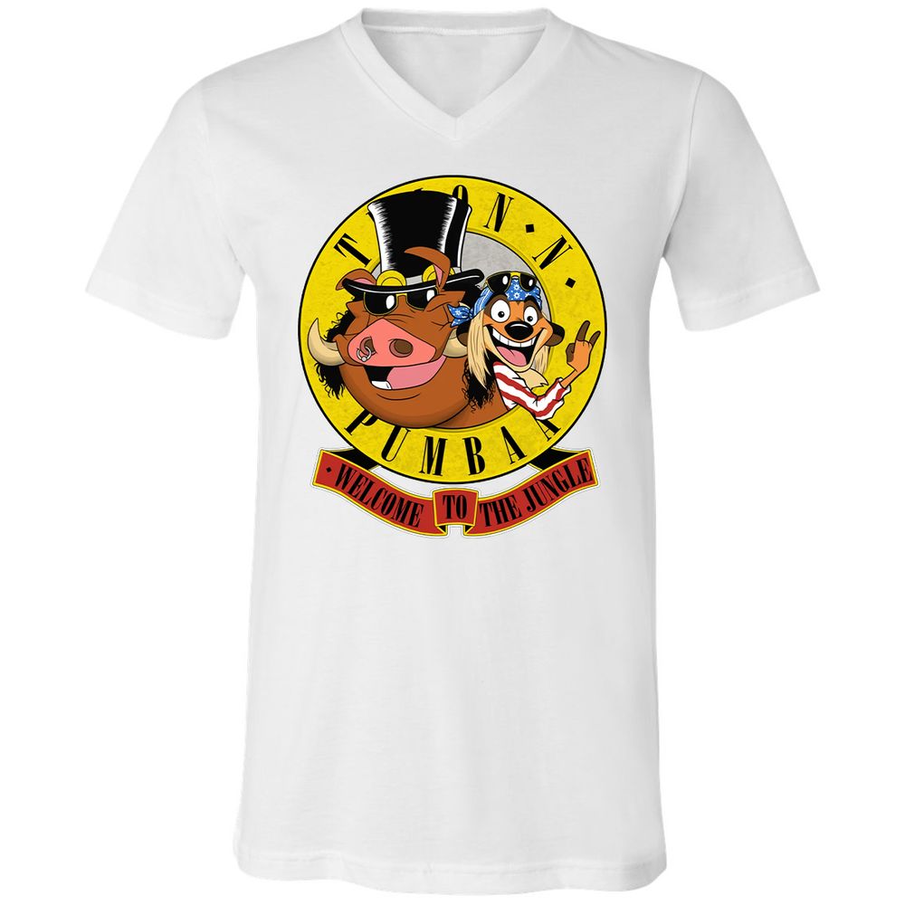 Unisex V-Neck T-Shirt - Black - White - 5