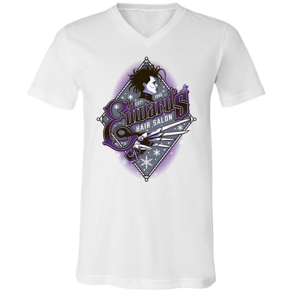 Unisex V-Neck T-Shirt - EXBDHJKM - White - 5