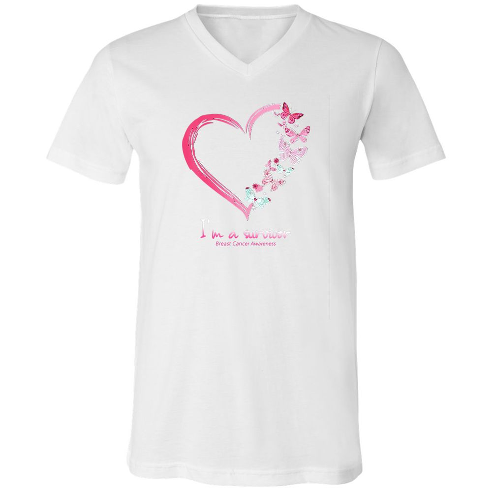 Unisex V-Neck T-Shirt - BWBBQZCD - White - 5