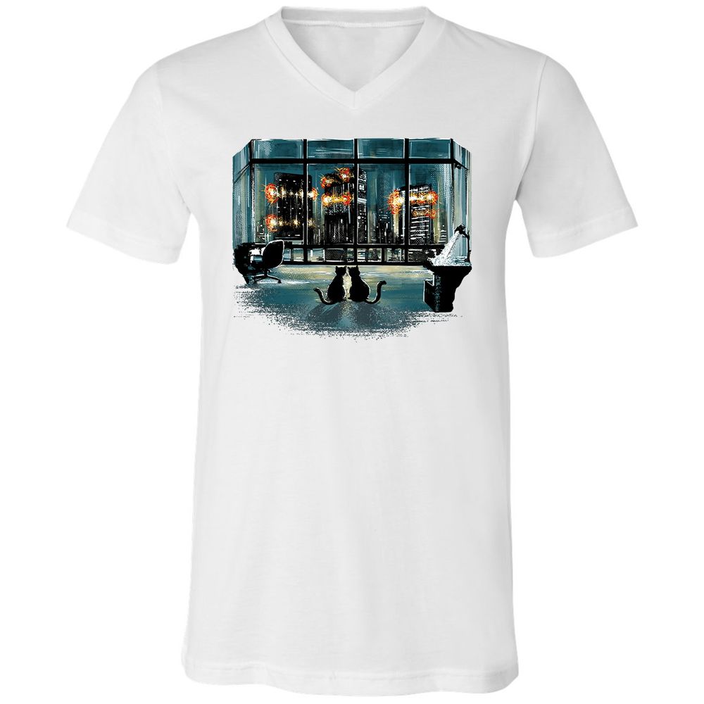 Unisex V-Neck T-Shirt - F5KD8V1S - White - 5