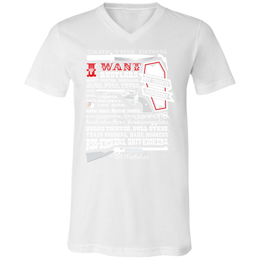 Unisex V-Neck T-Shirt - Y86TS87P - White - 5