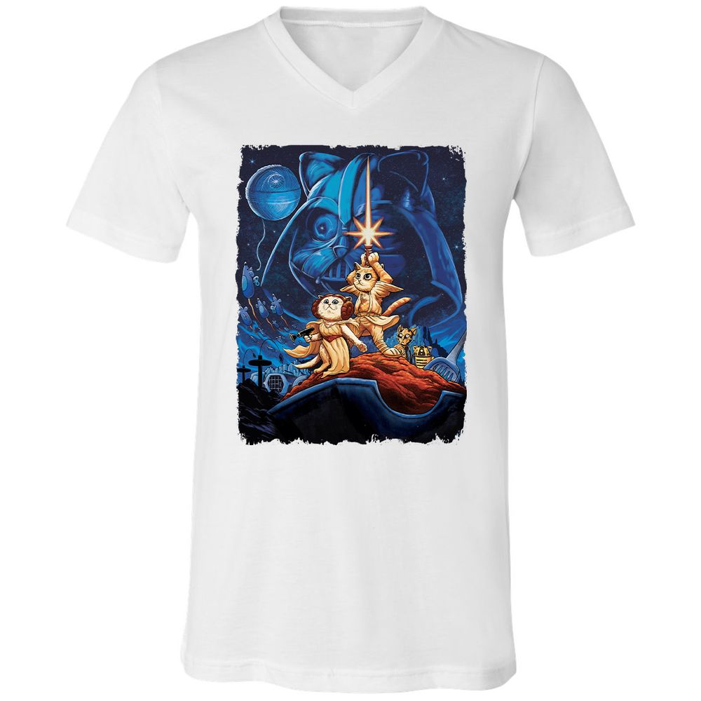 Unisex V-Neck T-Shirt - B71DVW8Z - White - 5