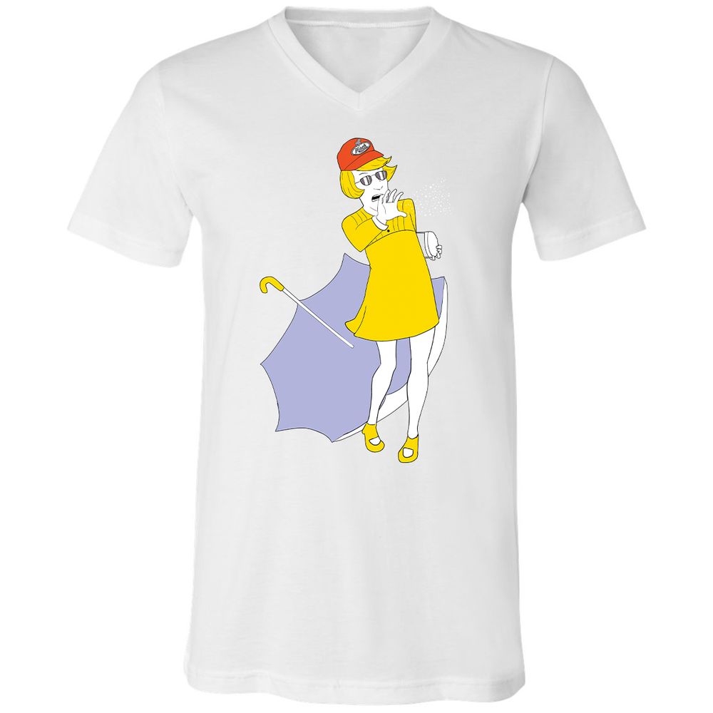 Unisex V-Neck T-Shirt - 5D4HQNTJ - White - 5