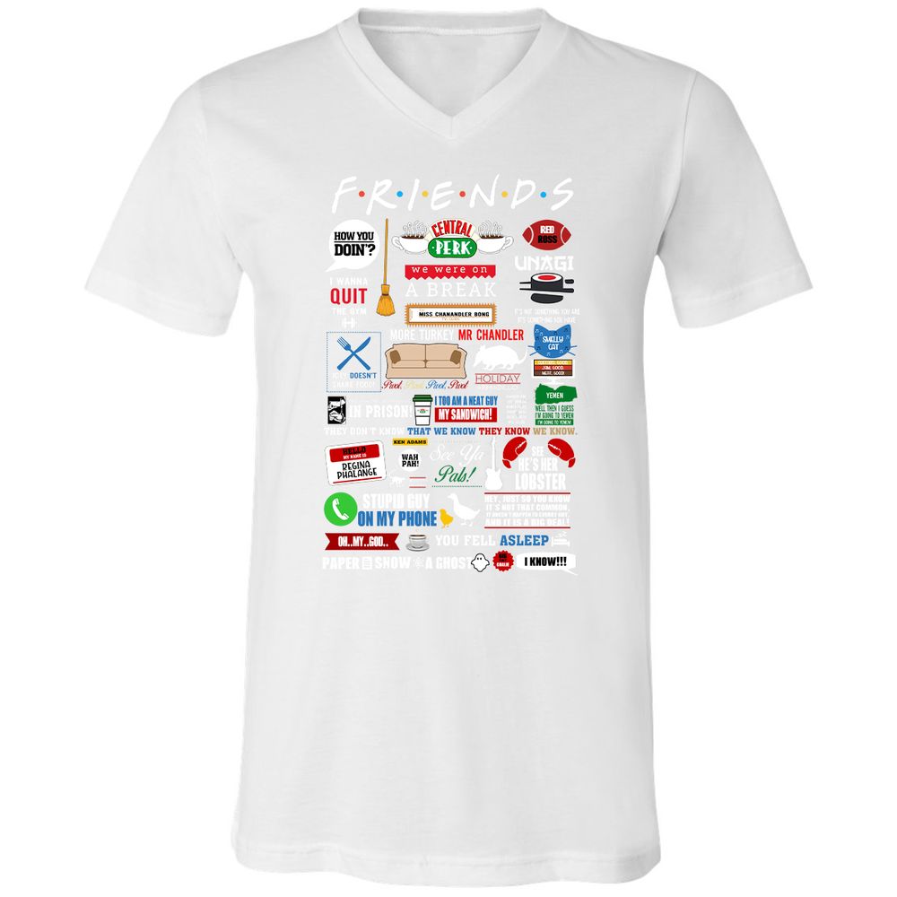 Unisex V-Neck T-Shirt - W4UKF8FB - White - 5