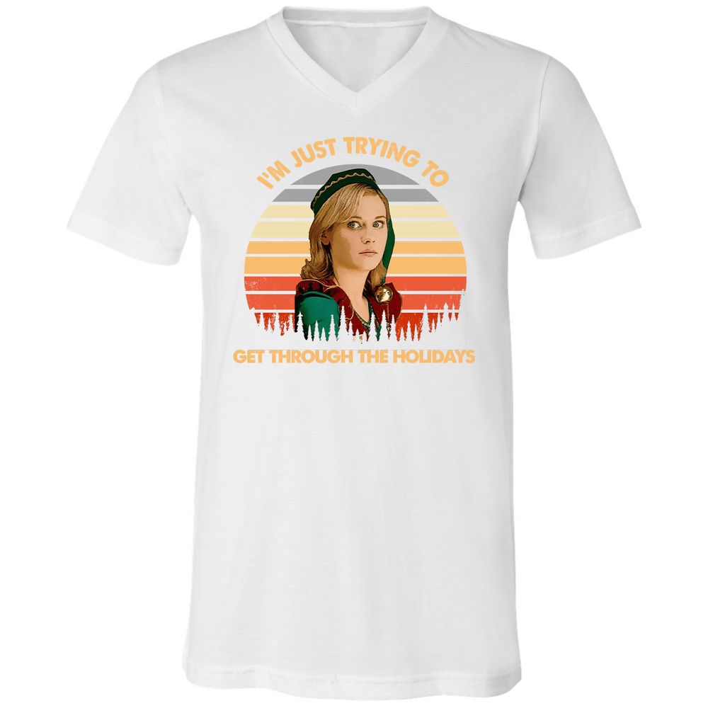 Unisex V-Neck T-Shirt - 12Y2E433 - White - 5