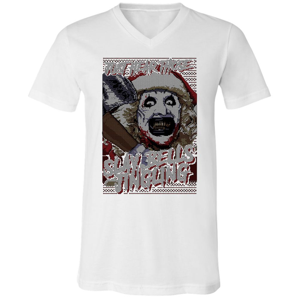 Slay Bells Jingling Unisex V-Neck T-Shirt - White - 5