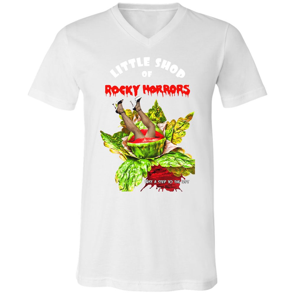 Unisex V-Neck T-Shirt - Black - White - 5