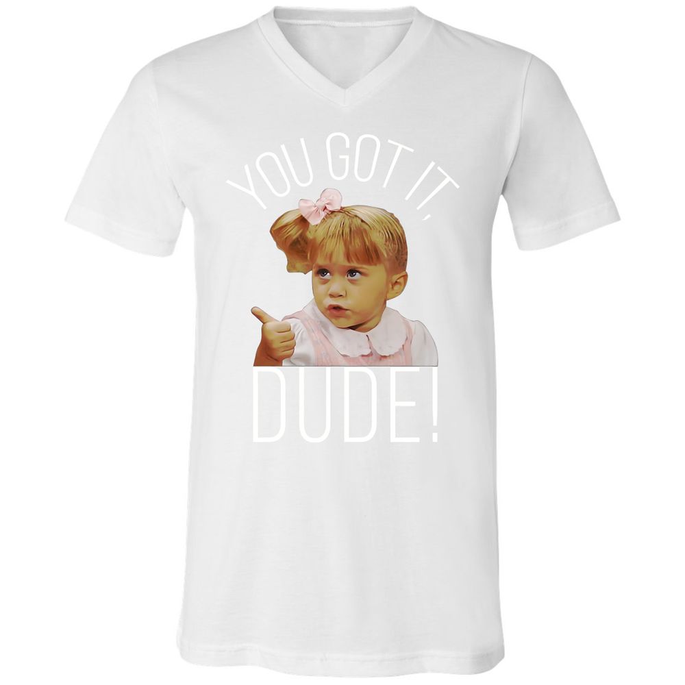 Unisex V-Neck T-Shirt - R96VH3GD - White - 5