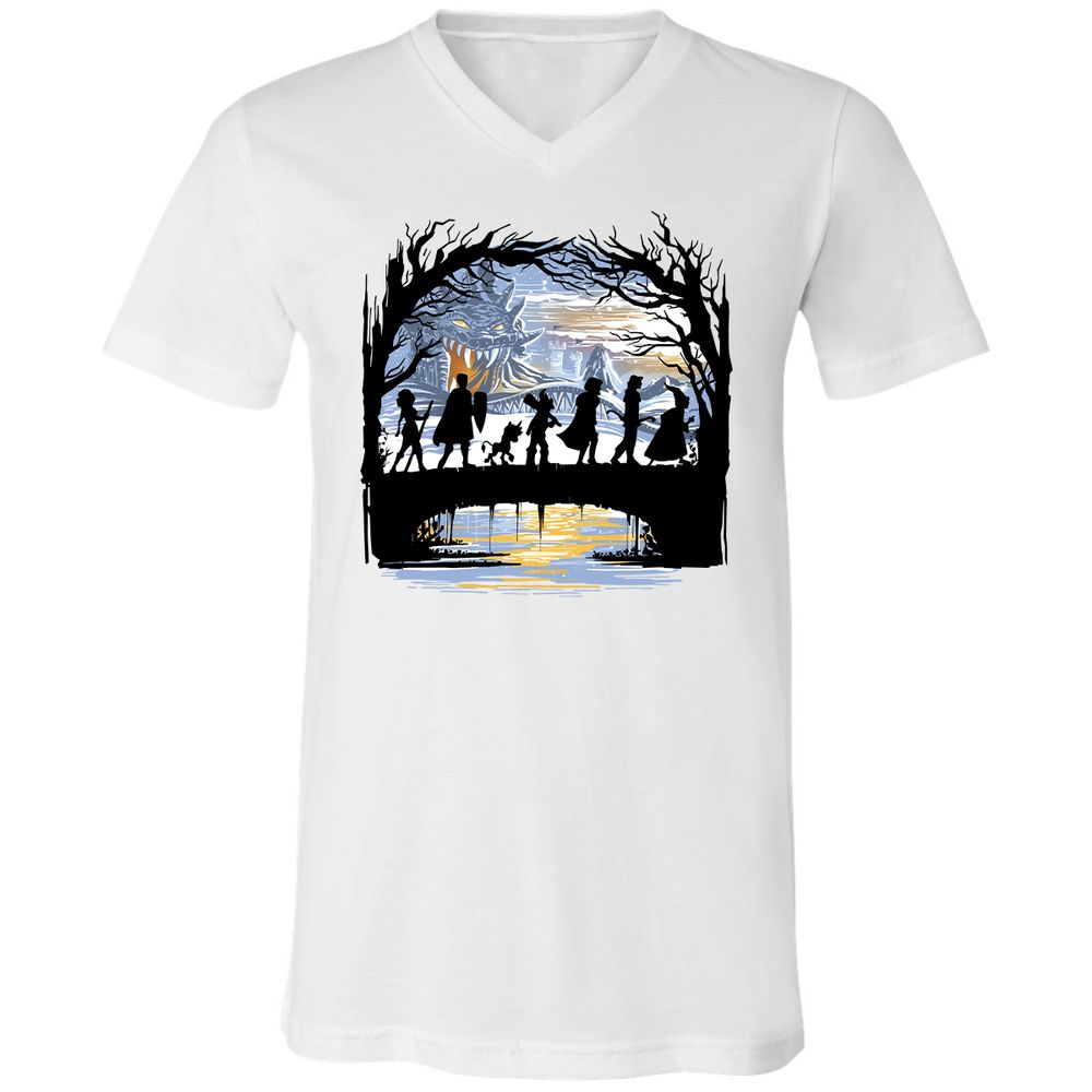 Unisex V-Neck T-Shirt - B54Y35MS - White - 5