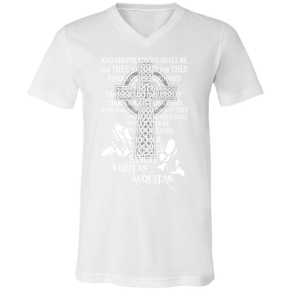 Unisex V-Neck T-Shirt - Black - White - 5