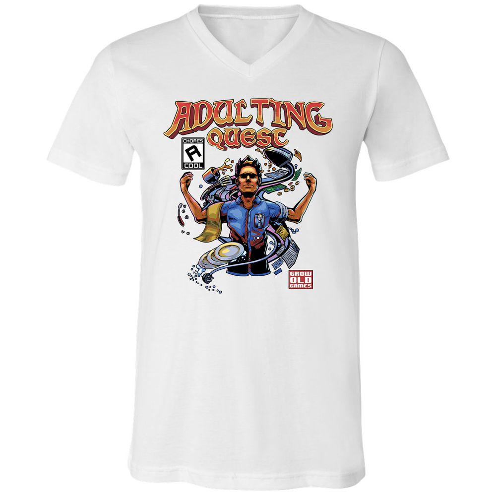 Unisex V-Neck T-Shirt - YJALKNAP - White - 5