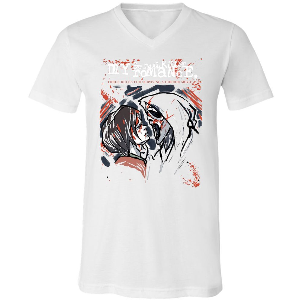 Unisex V-Neck T-Shirt - ZMH1YRED - White - 5