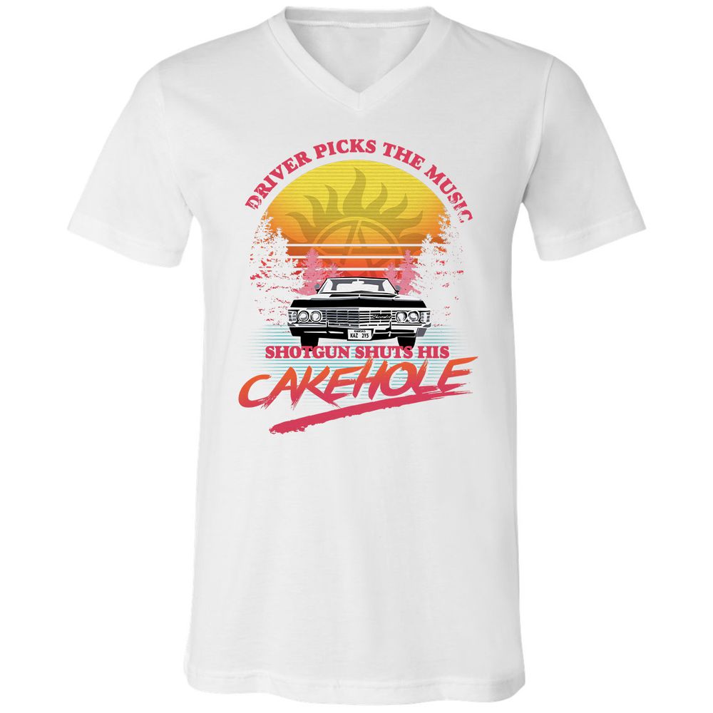 Unisex V-Neck T-Shirt - BB5UDQZY - White - 5