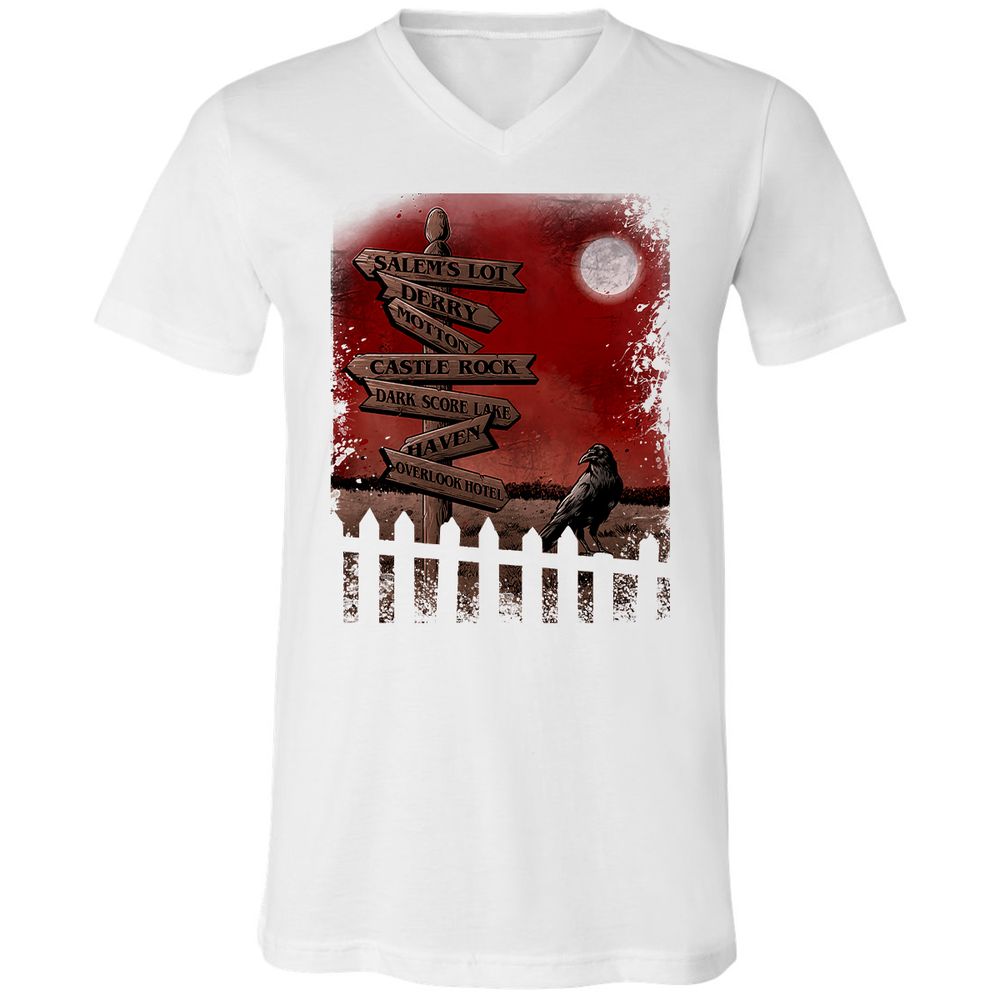 Unisex V-Neck T-Shirt - YWP7WBHF - White - 5