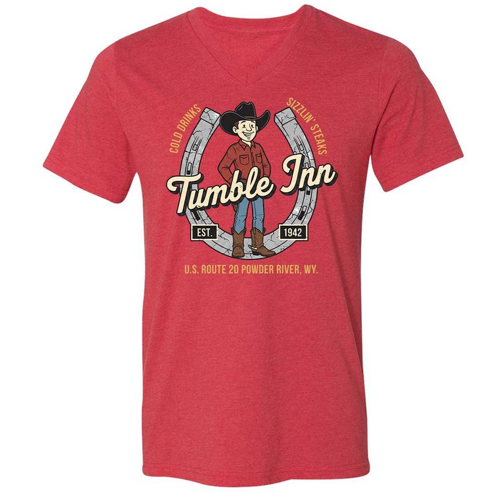 Unisex V-Neck T-Shirt - 65EF5G7D - Heather Red - 6