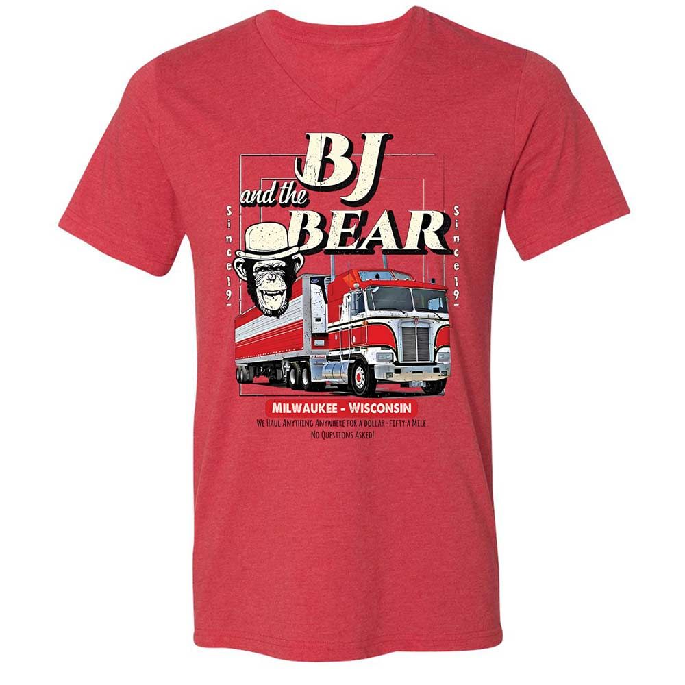 Unisex V-Neck T-Shirt - LN5B1AVM - Heather Red - 6