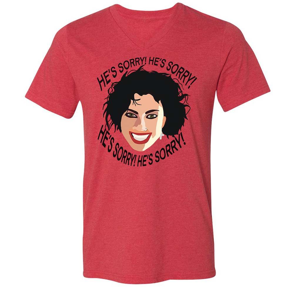 Unisex V-Neck T-Shirt - YQPNK5FU - Heather Red - 6