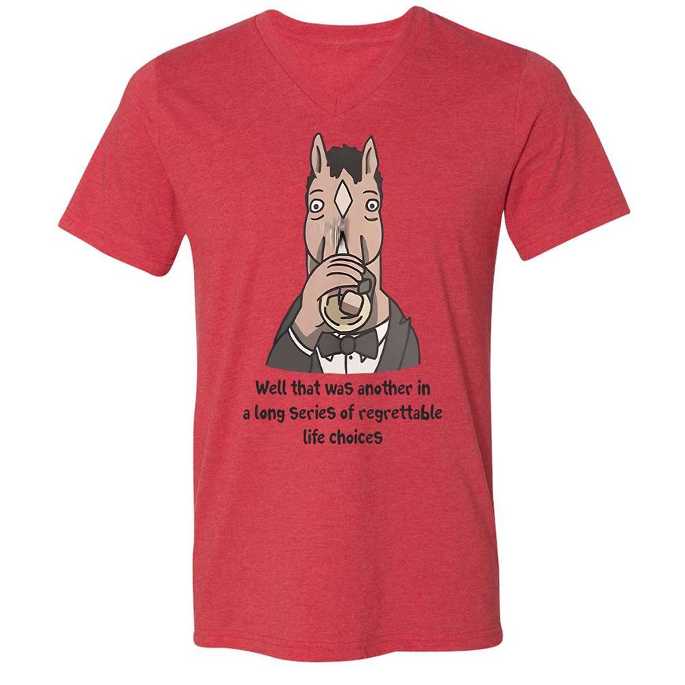 Unisex V-Neck T-Shirt - HMTDMAC6 - Heather Red - 6