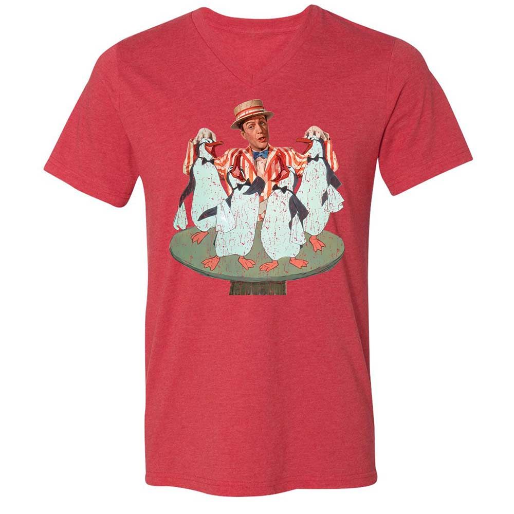Unisex V-Neck T-Shirt - KMJBCDE2 - Heather Red - 6