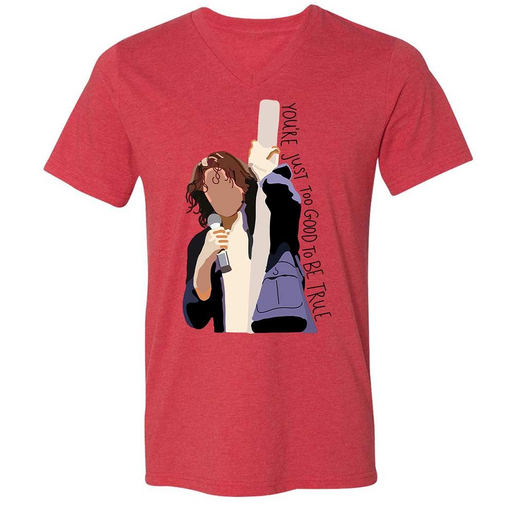 Unisex V-Neck T-Shirt - G9K2V2PQ - Heather Red - 6