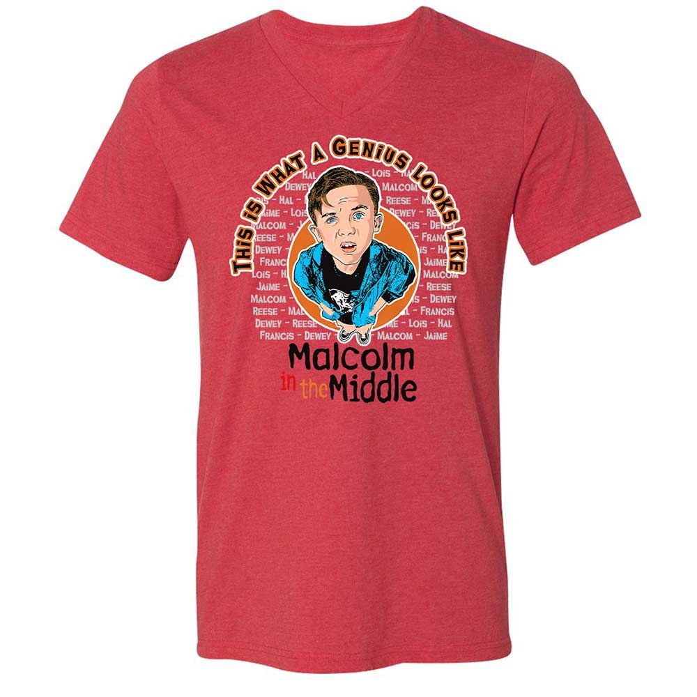 Unisex V-Neck T-Shirt - 2HJKEGH7 - Heather Red - 6