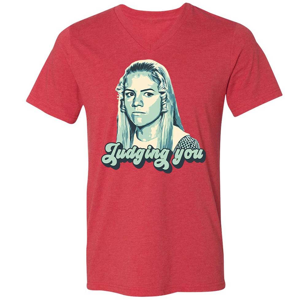 Unisex V-Neck T-Shirt - AMK3EHDQ - Heather Red - 6