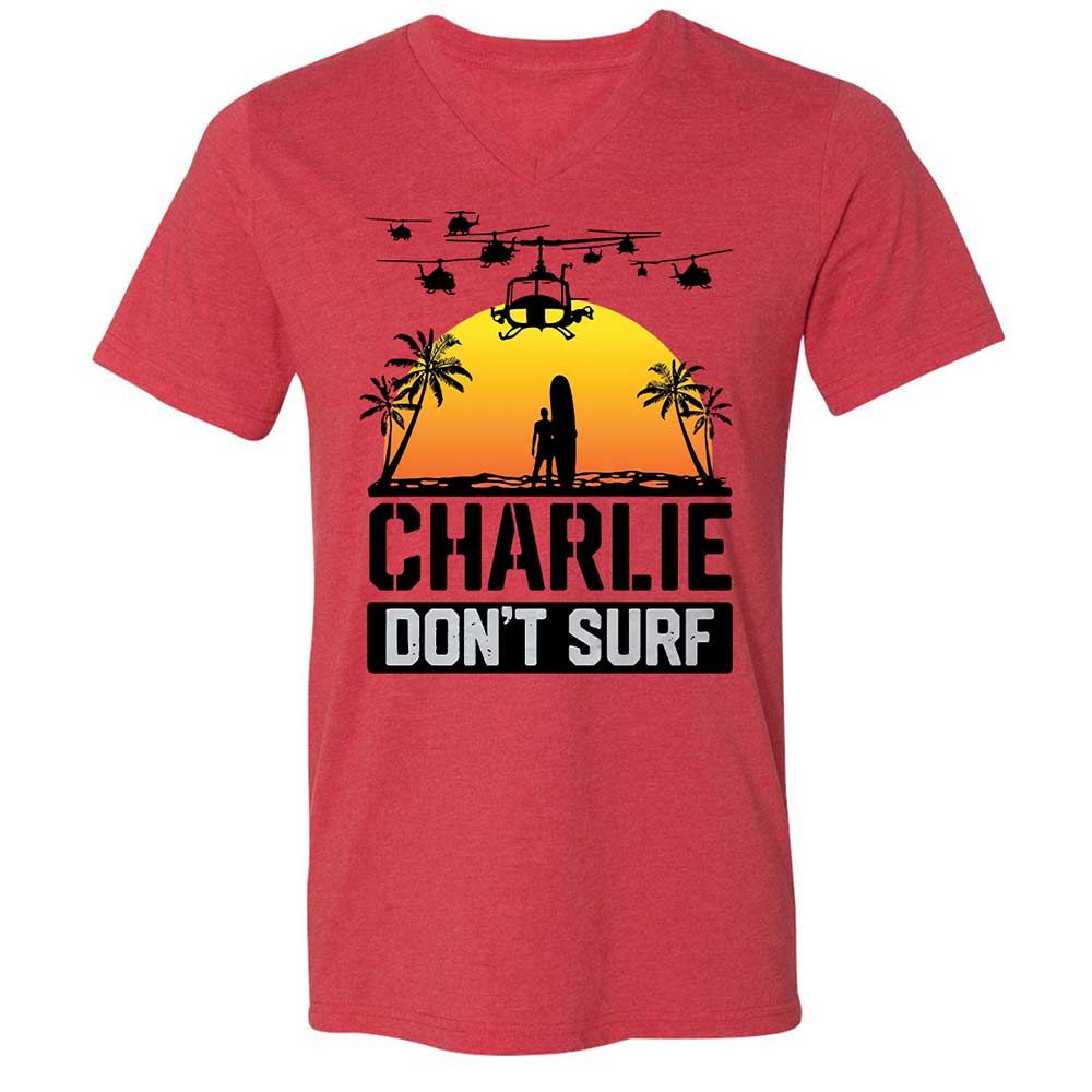 Unisex V-Neck T-Shirt - D6PE4LBV - Heather Red - 6