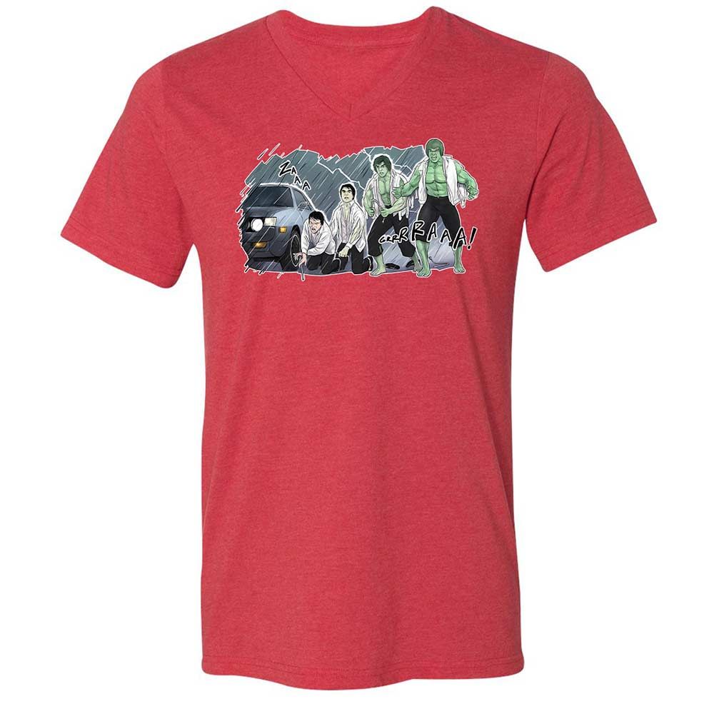 Unisex V-Neck T-Shirt - 3XU1VDUN - Heather Red - 6