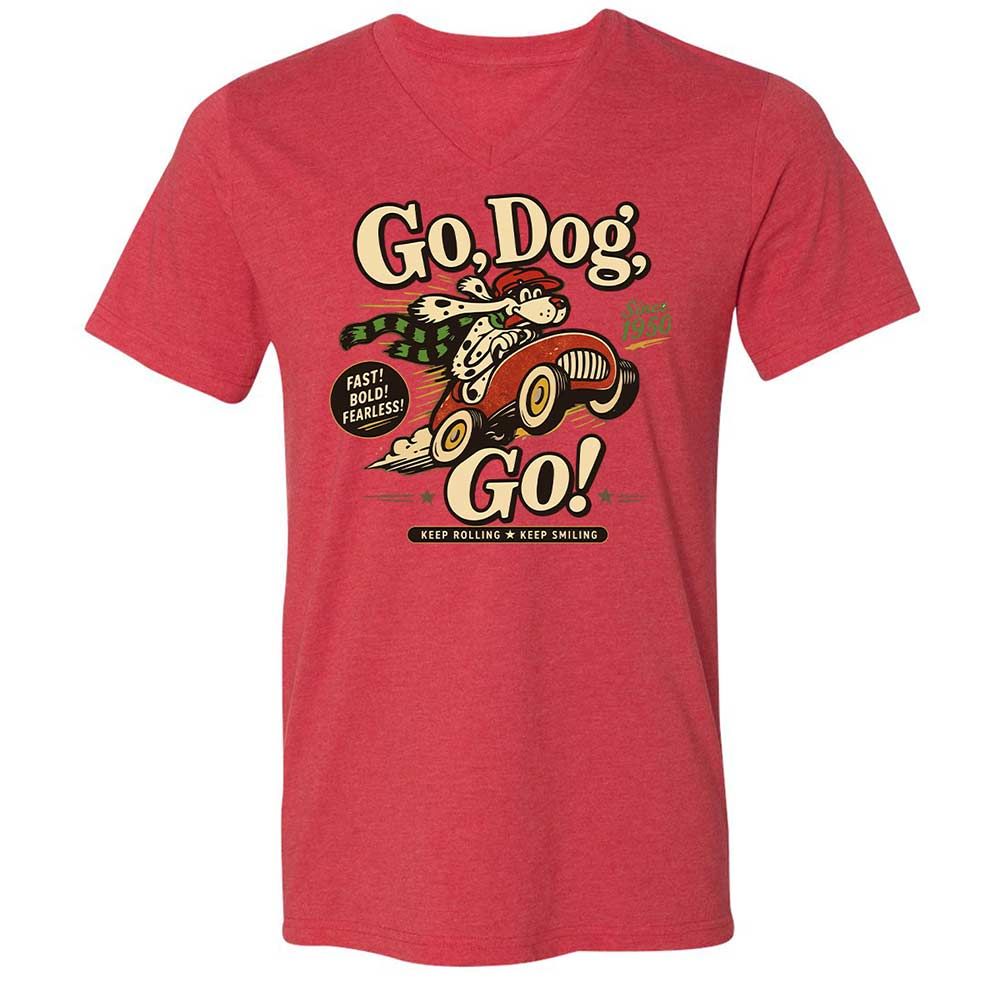 Unisex V-Neck T-Shirt - L5GDX3KP - Heather Red - 6
